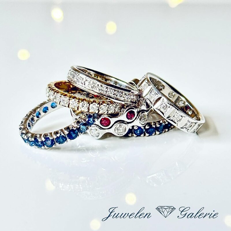 Memory Ringe mit verschiedenen Edelsteinen und Diamanten